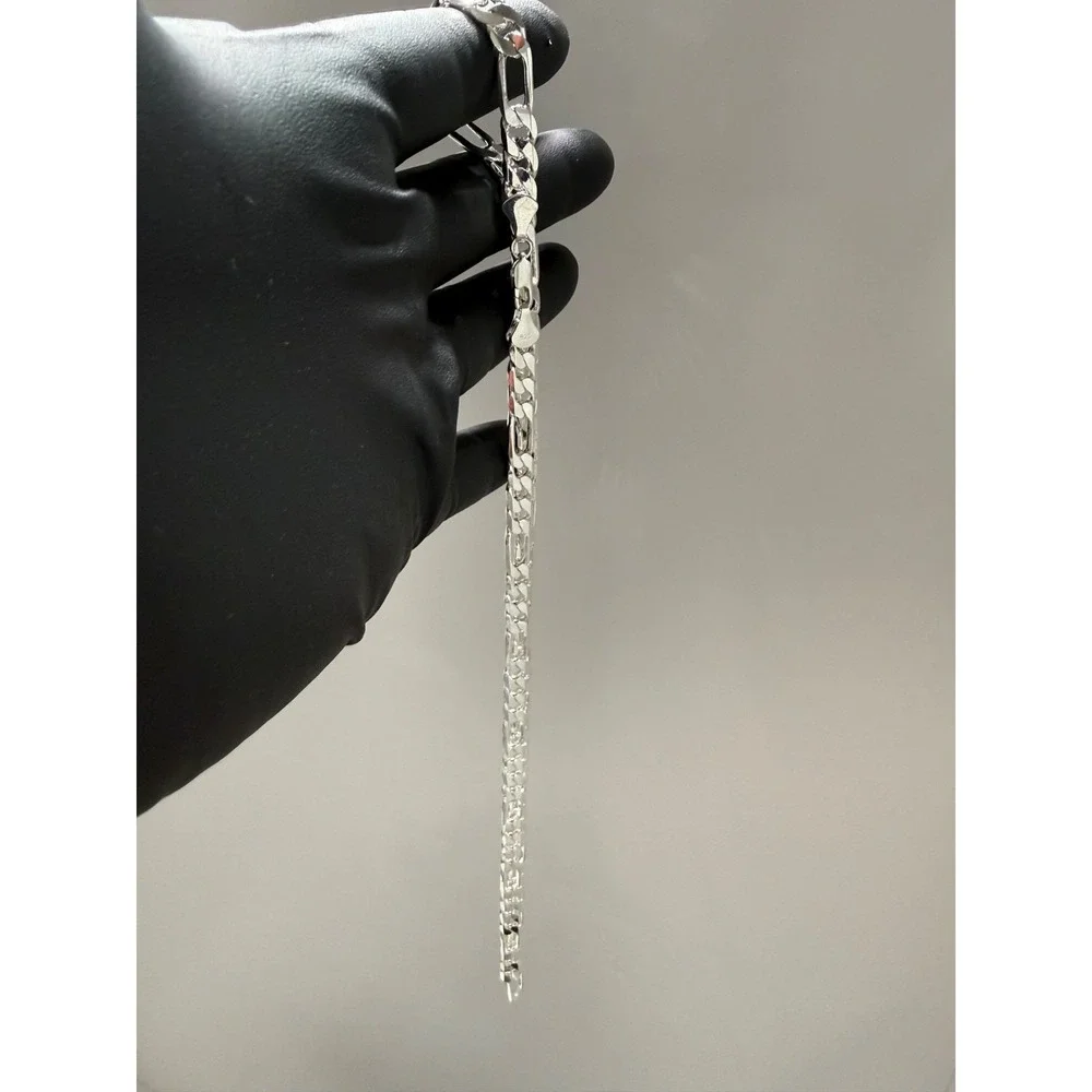 figaro chain necklace silver filled stamped 24 inch 7.5mm lobster clasp